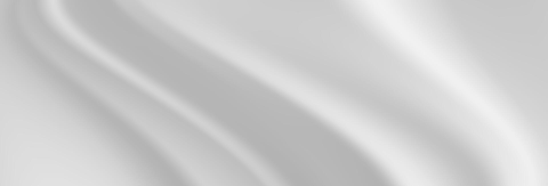 Gray wavy fabric background. Abstract gray white satin texture. Vector illustration
