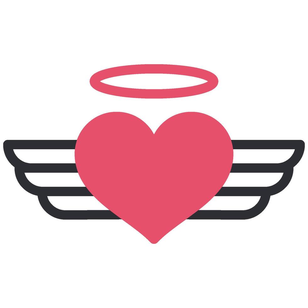 volador corazón con alas para enamorado icono vector