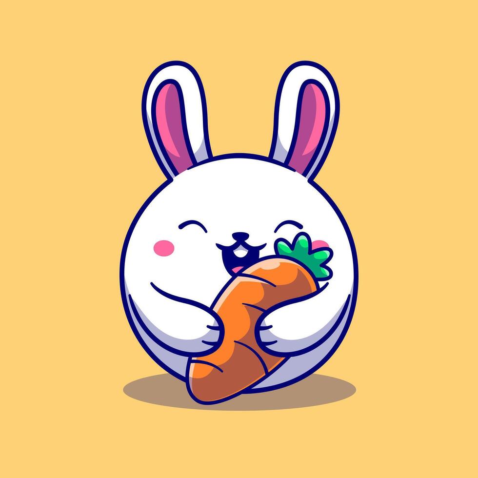 Lindo conejo sosteniendo ilustración de icono de vector de dibujos animados de zanahoria. concepto de icono de naturaleza animal vector premium aislado. estilo de dibujos animados plana