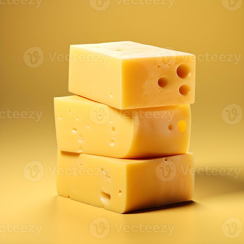 AI generated Cheese block isolated on white background cutout photo