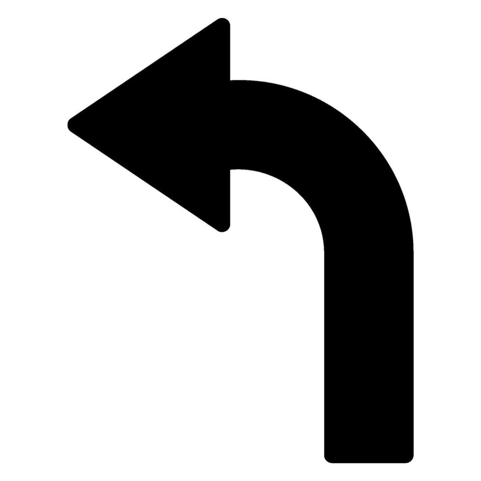 turn left glyph icon vector