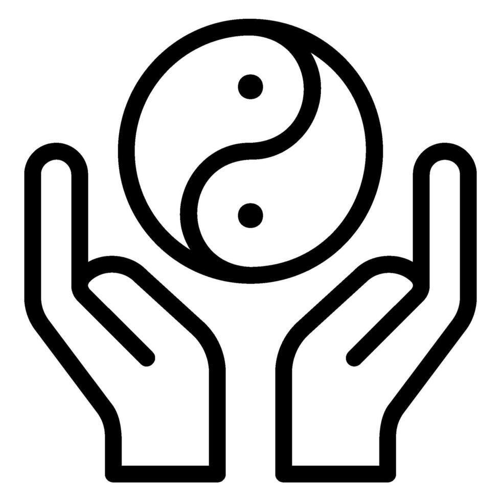 yin yang line icon vector