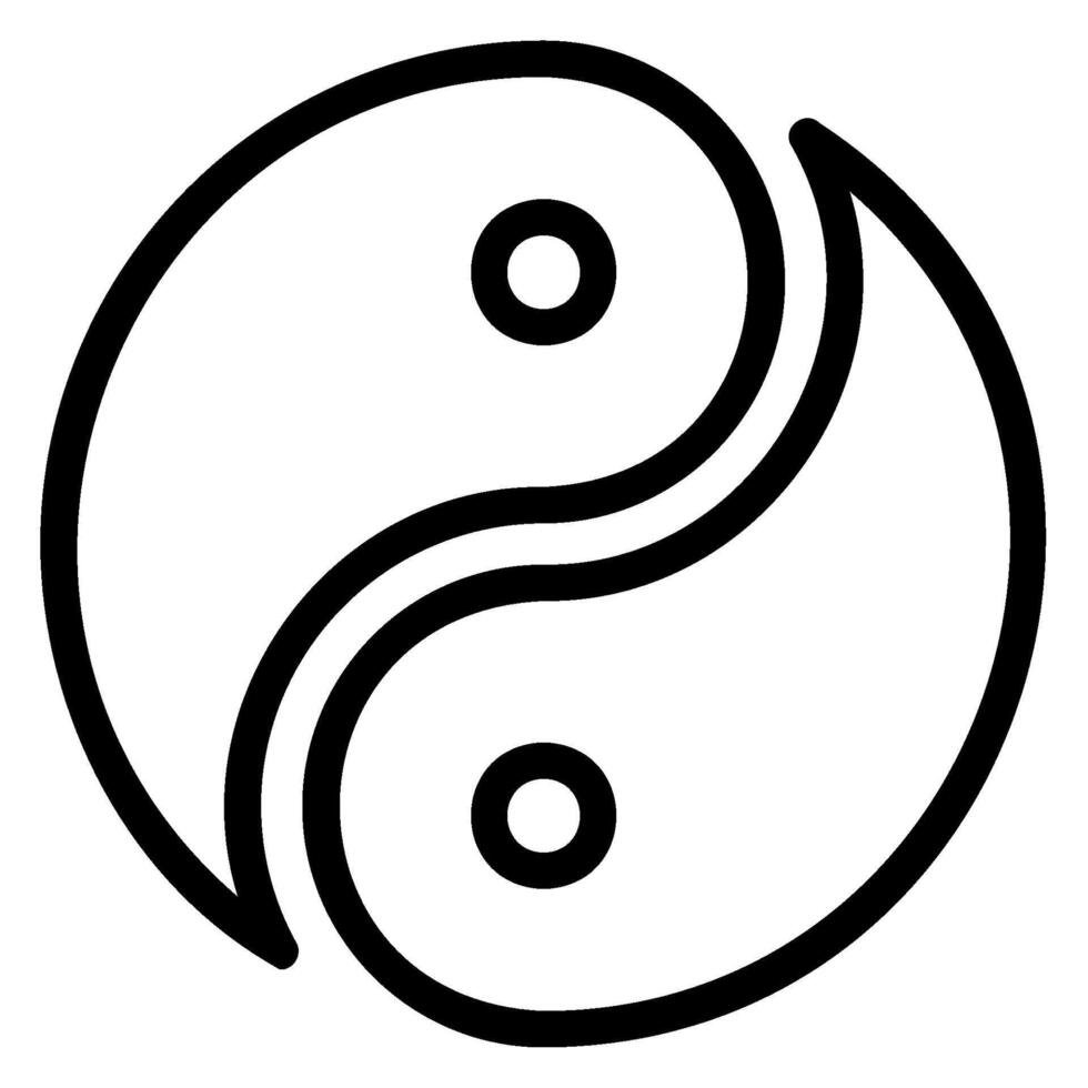 yin yang línea icono vector