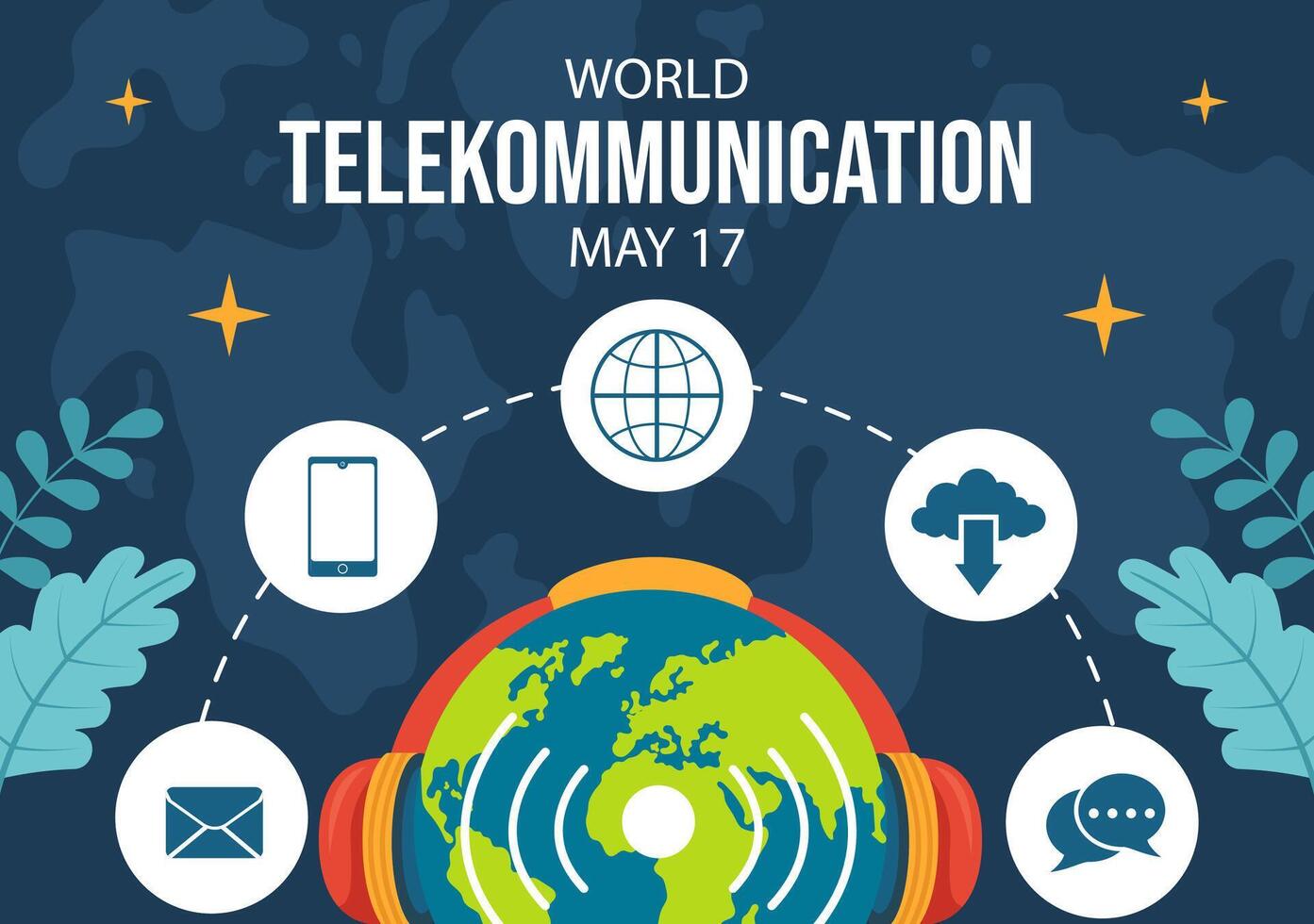 Telecommunication Day Social Media Background Flat Cartoon Hand Drawn Templates Illustration vector