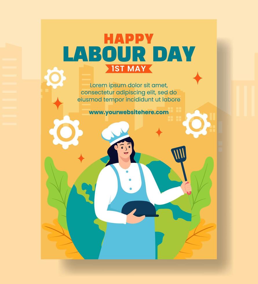 labor día vertical póster plano dibujos animados mano dibujado plantillas antecedentes ilustración vector