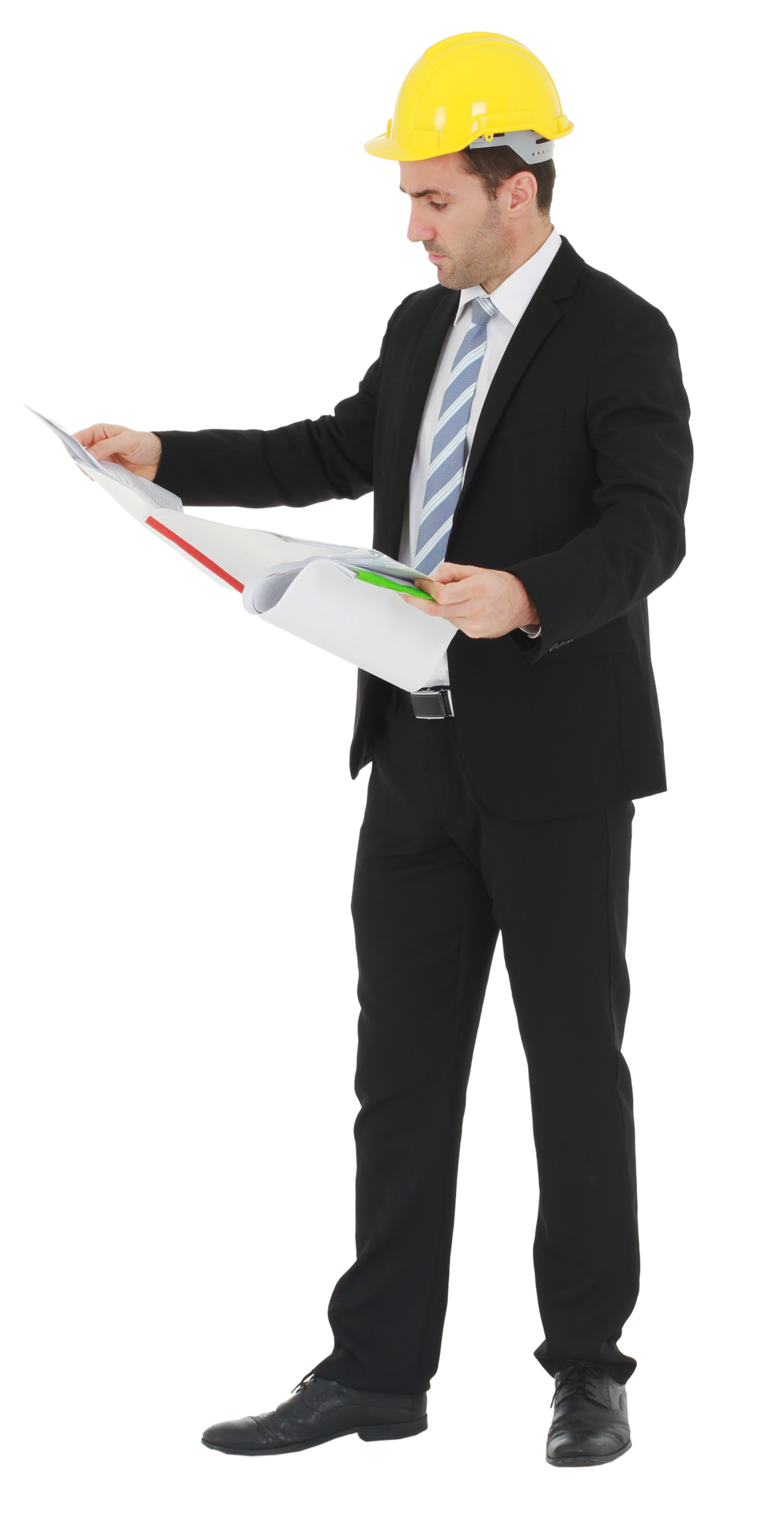 Handsome and smart engineer or architecture in black suit Wearing a