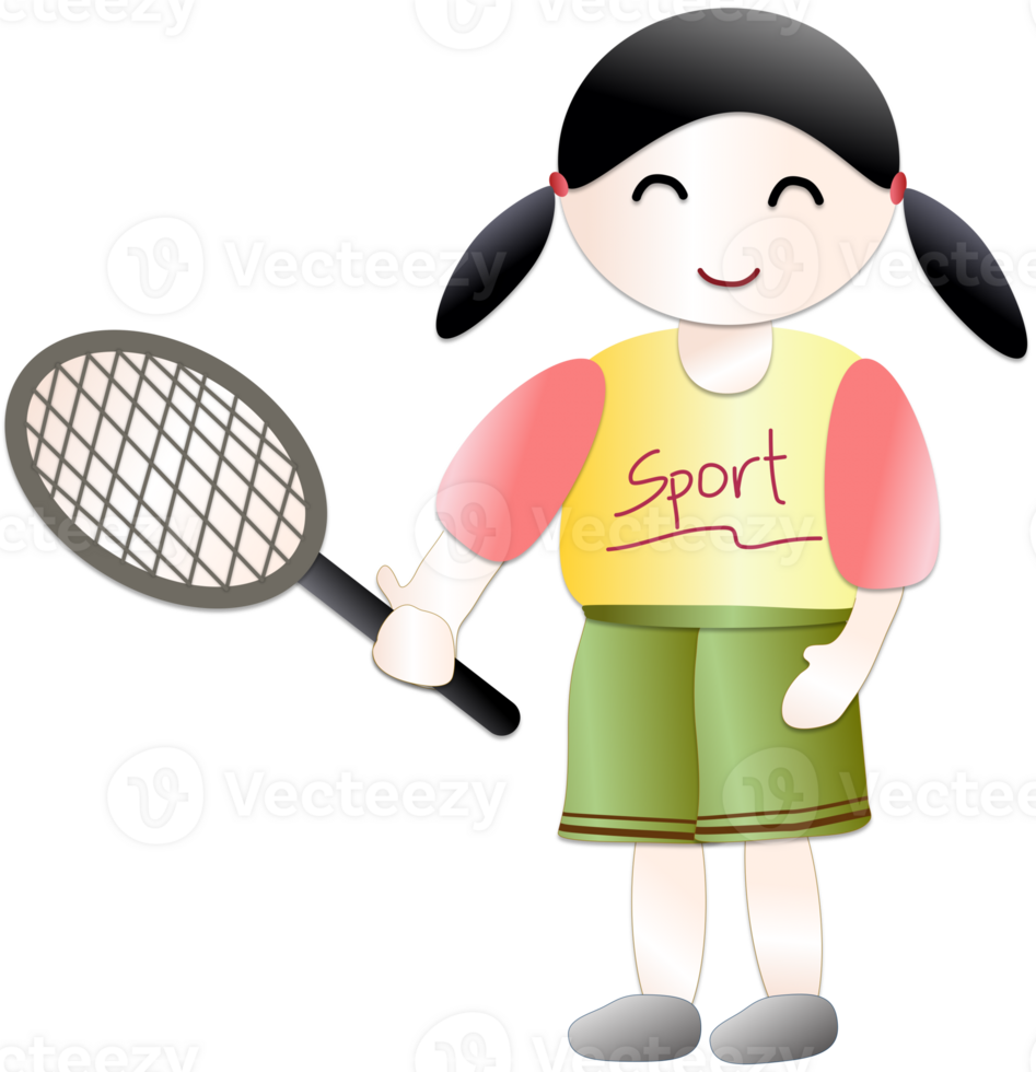 Girl wearing sports clothes playing badminton or tennis png