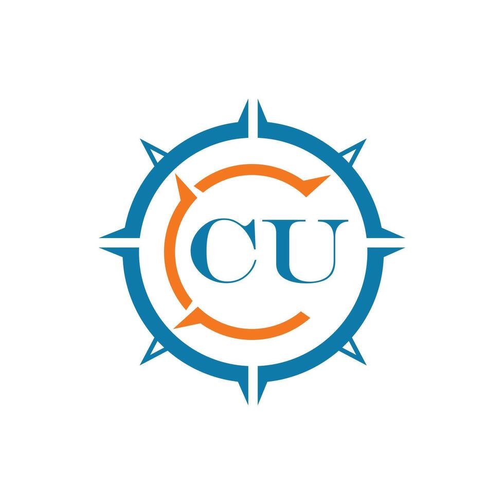 CU letter design. CU letter technology logo design on a white background vector