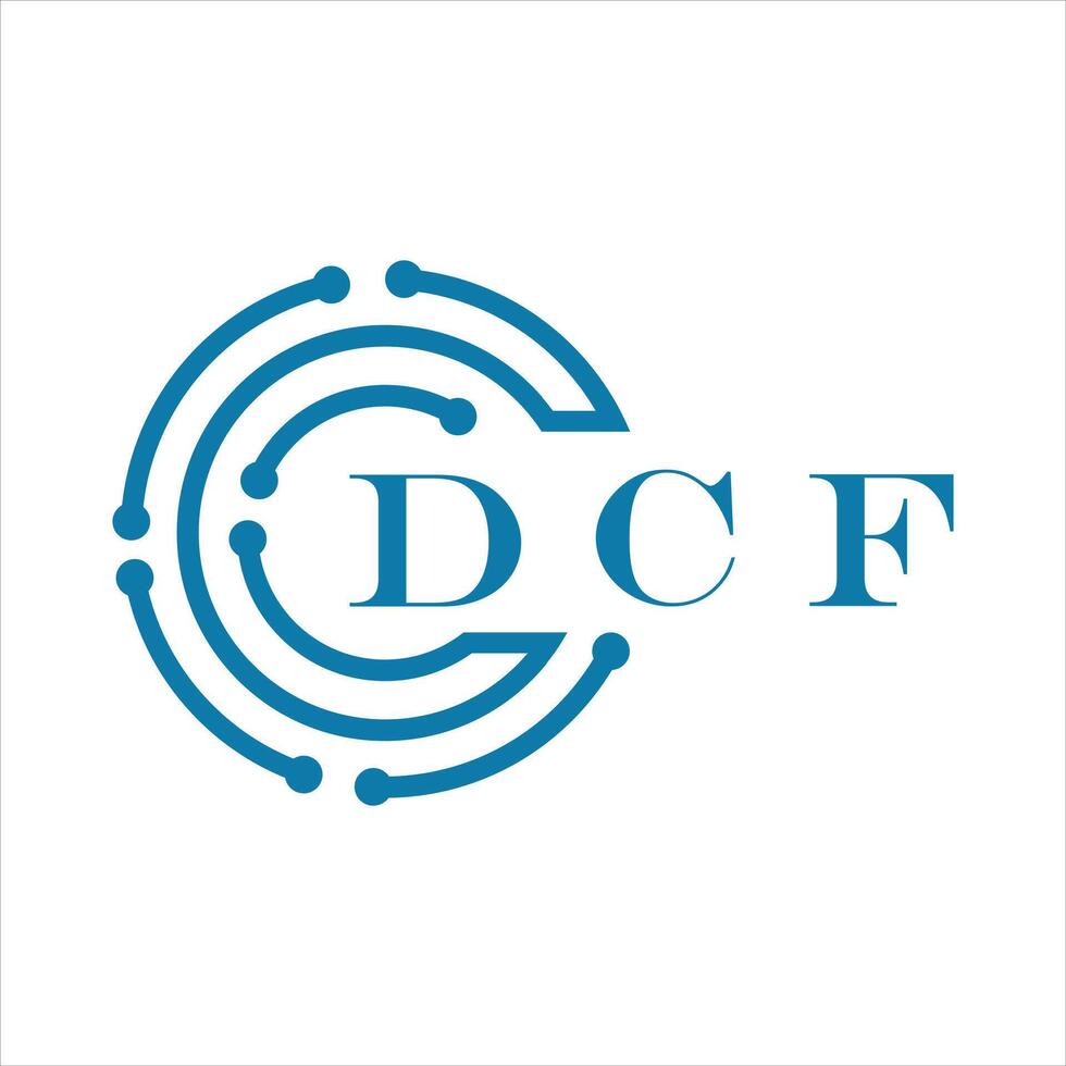 DCF letter design. DCF letter technology logo design on white background. vector