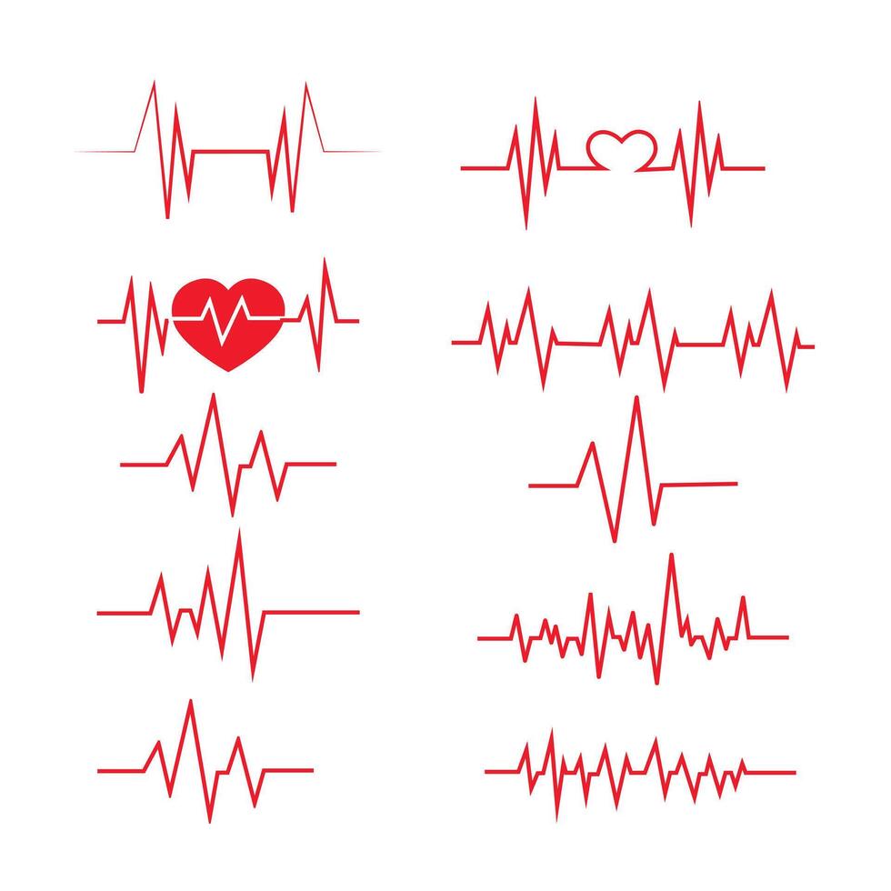 corazón golpear ola línea logo. latido del corazón legumbres línea con un corazón icono. rojo ecg transferir línea elemento. vector