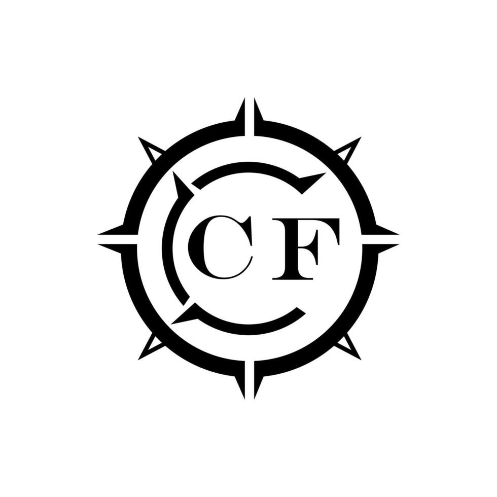 CF letter design. CF letter technology logo design on a white background vector