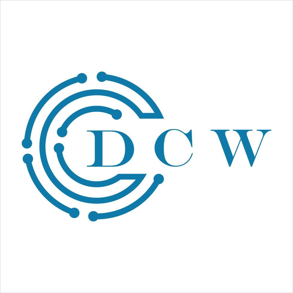 DCW letter design. DCW letter technology logo design on white background. vector