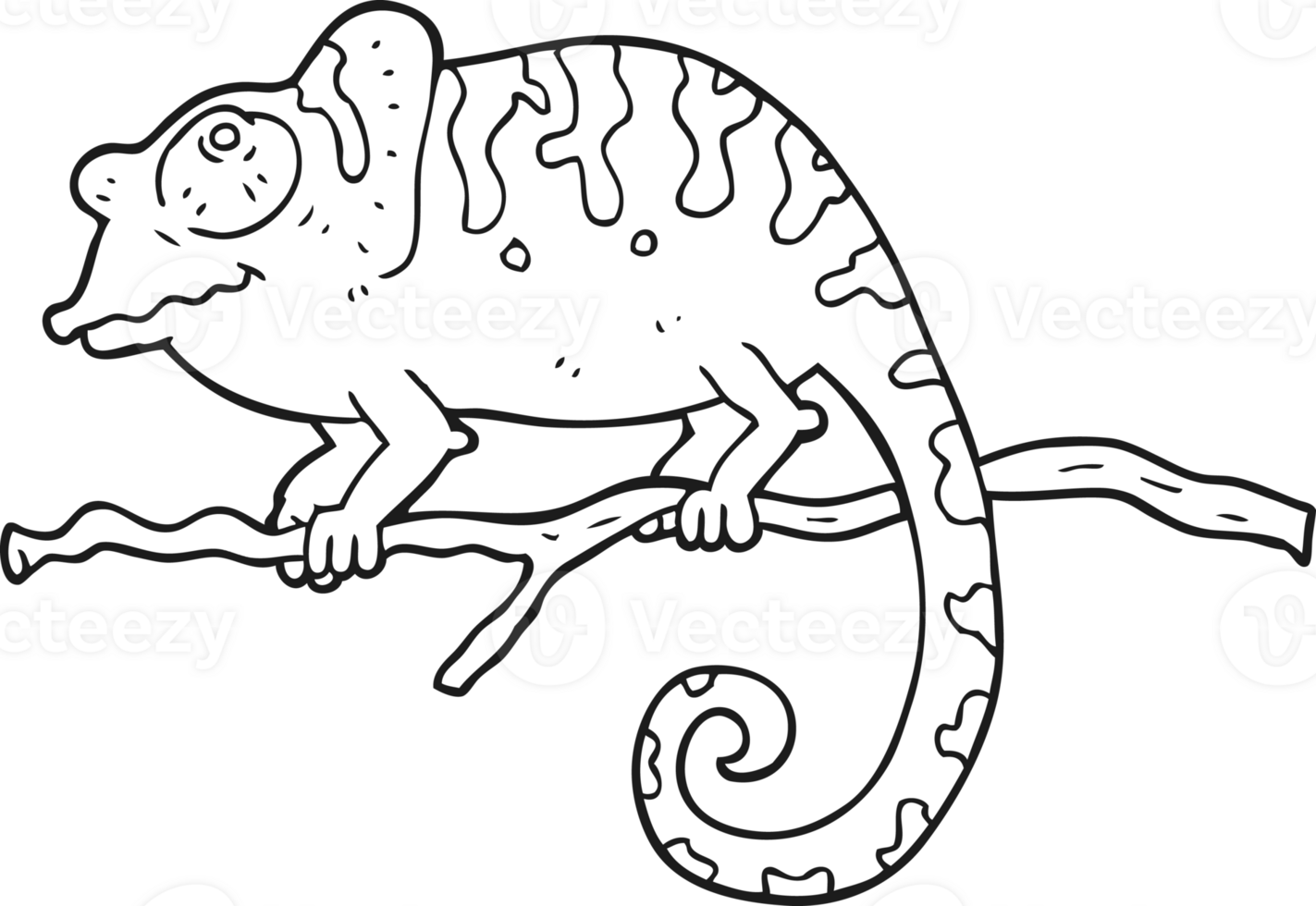 black and white cartoon chameleon png