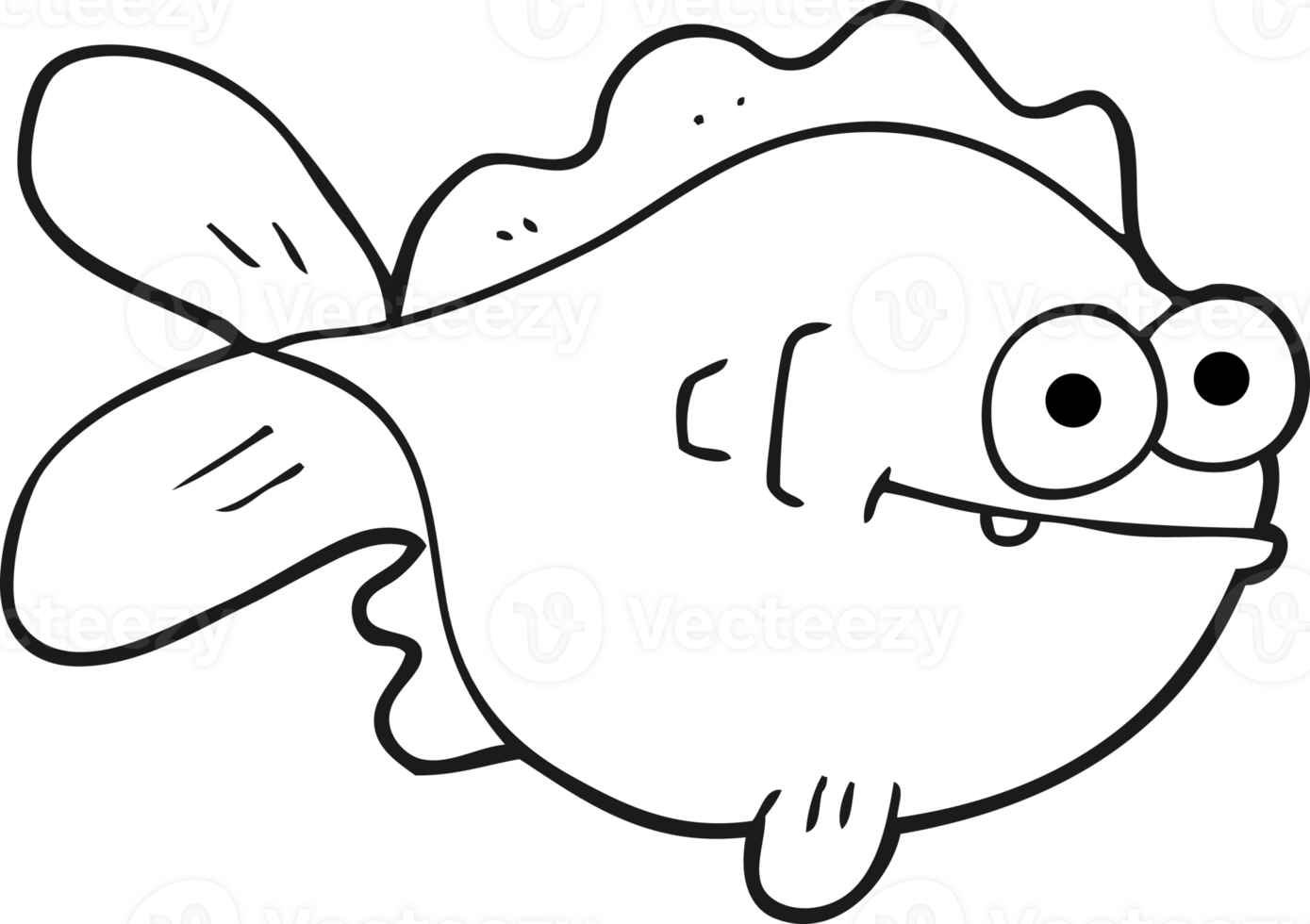 black and white cartoon fish png