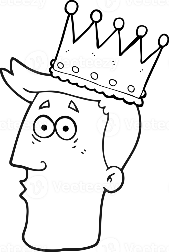 black and white cartoon kings head png