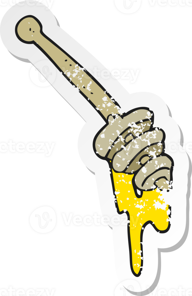 retro distressed sticker of a cartoon honey dipper png
