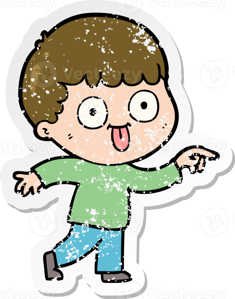 distressed sticker of a cartoon man staring png