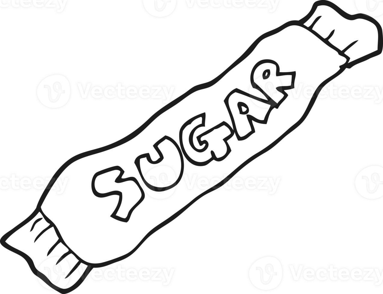 black and white cartoon packet of sugar png