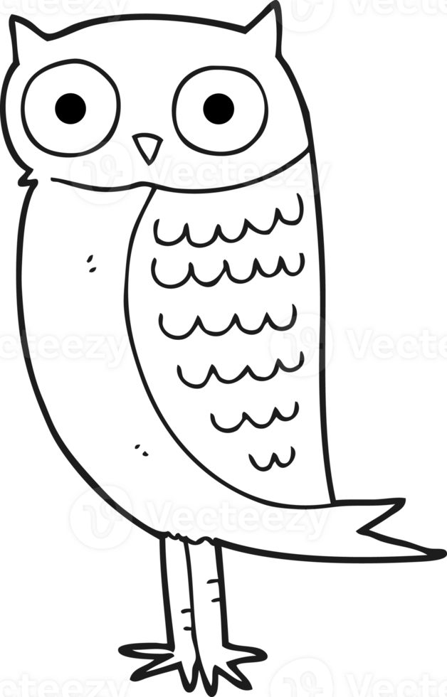 black and white cartoon owl png