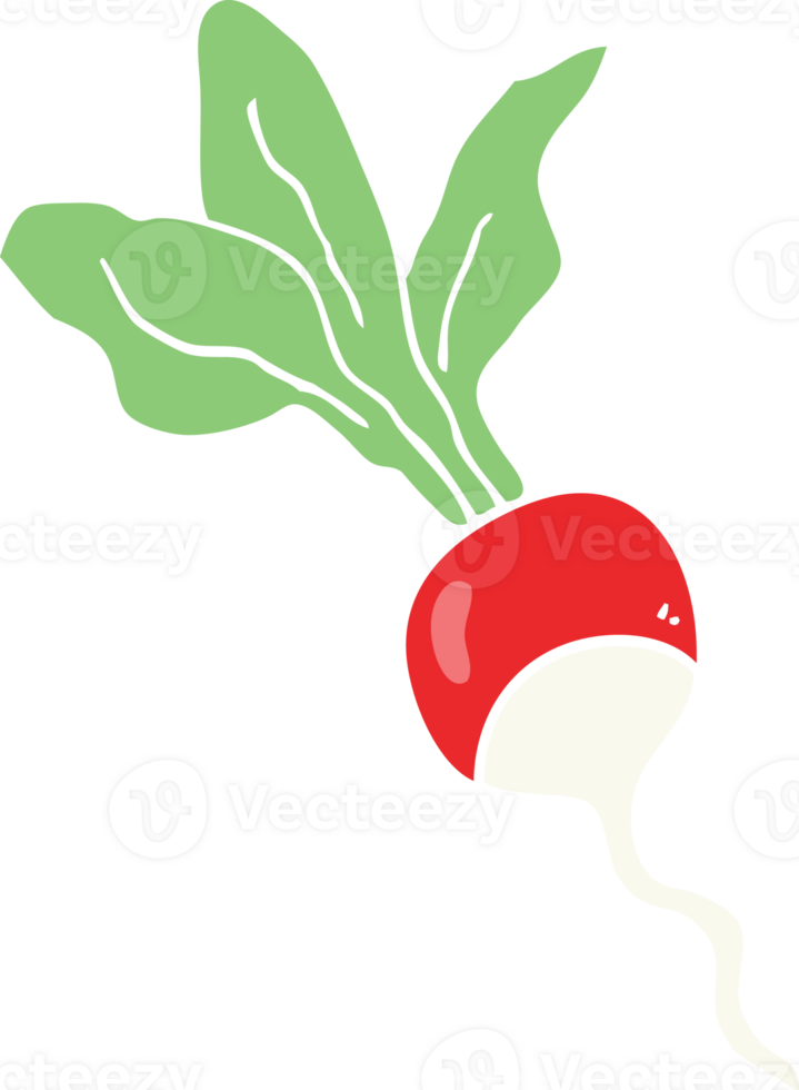 flat color illustration of a cartoon radish png