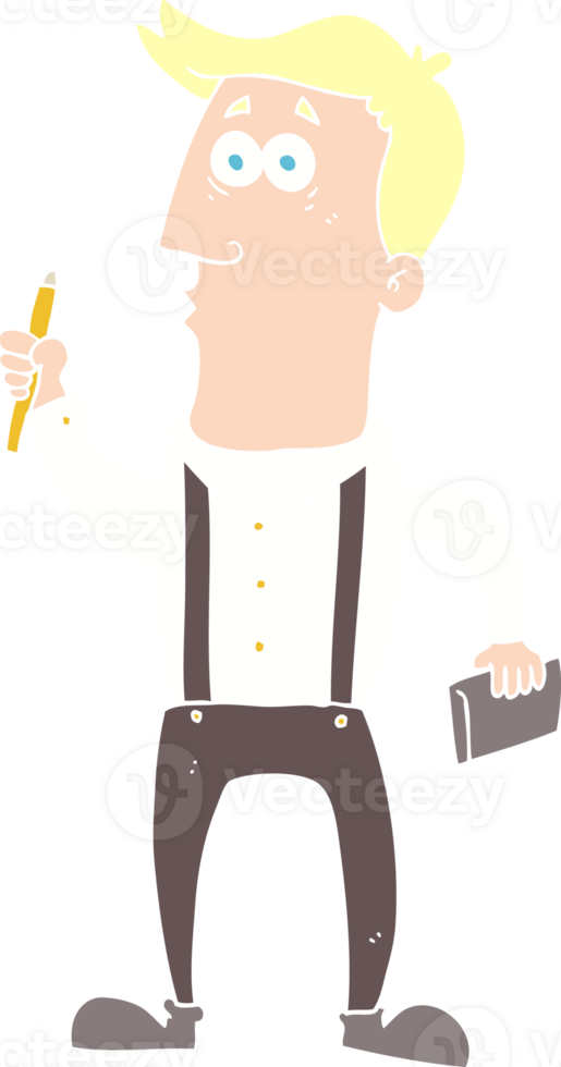 platt Färg illustration av en tecknad serie man med anteckningsbok png