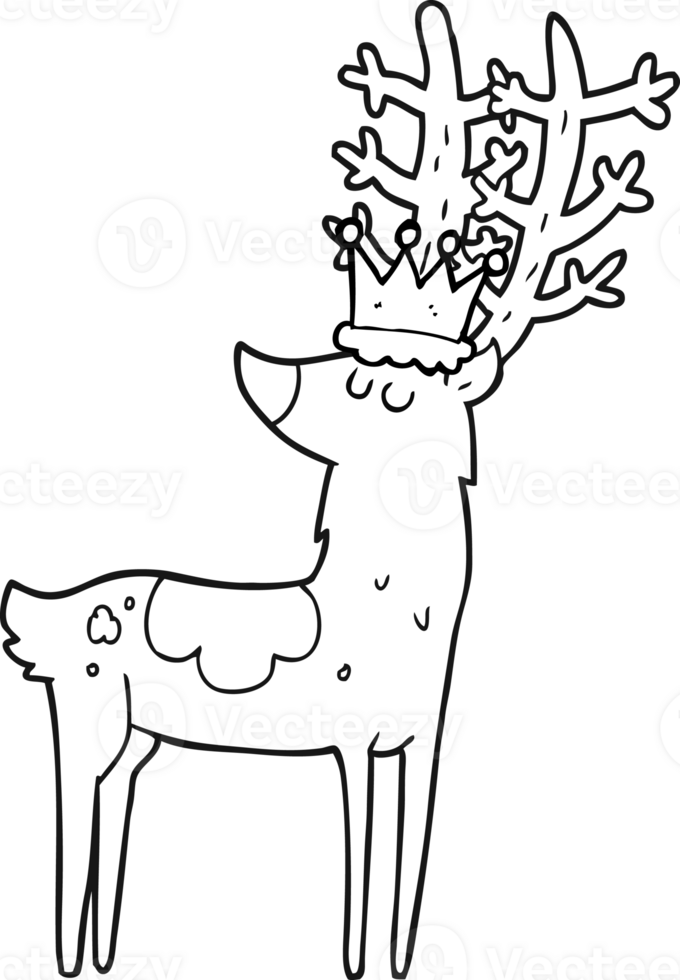 black and white cartoon stag king png