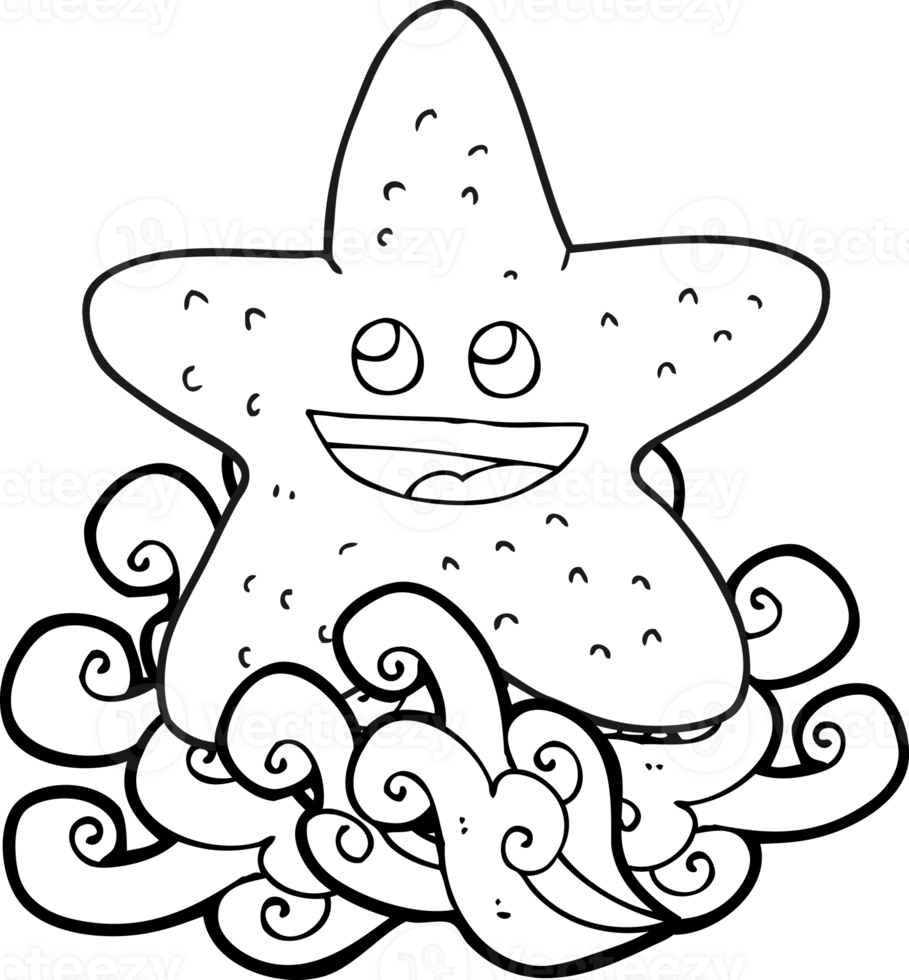 black and white cartoon starfish png
