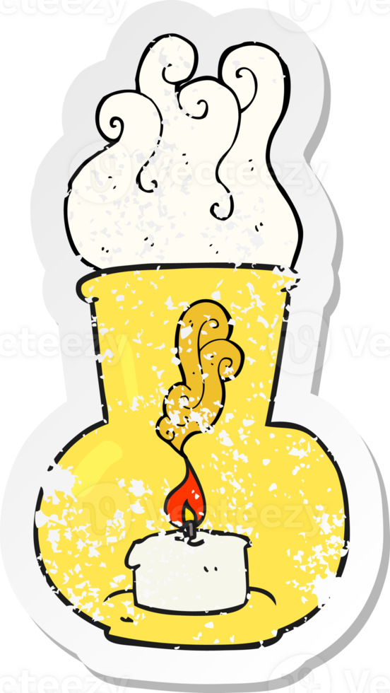 retro distressed sticker of a cartoon old glass lantern with candle png