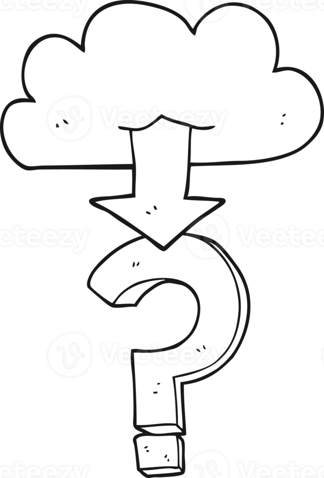 black and white cartoon download from the cloud png