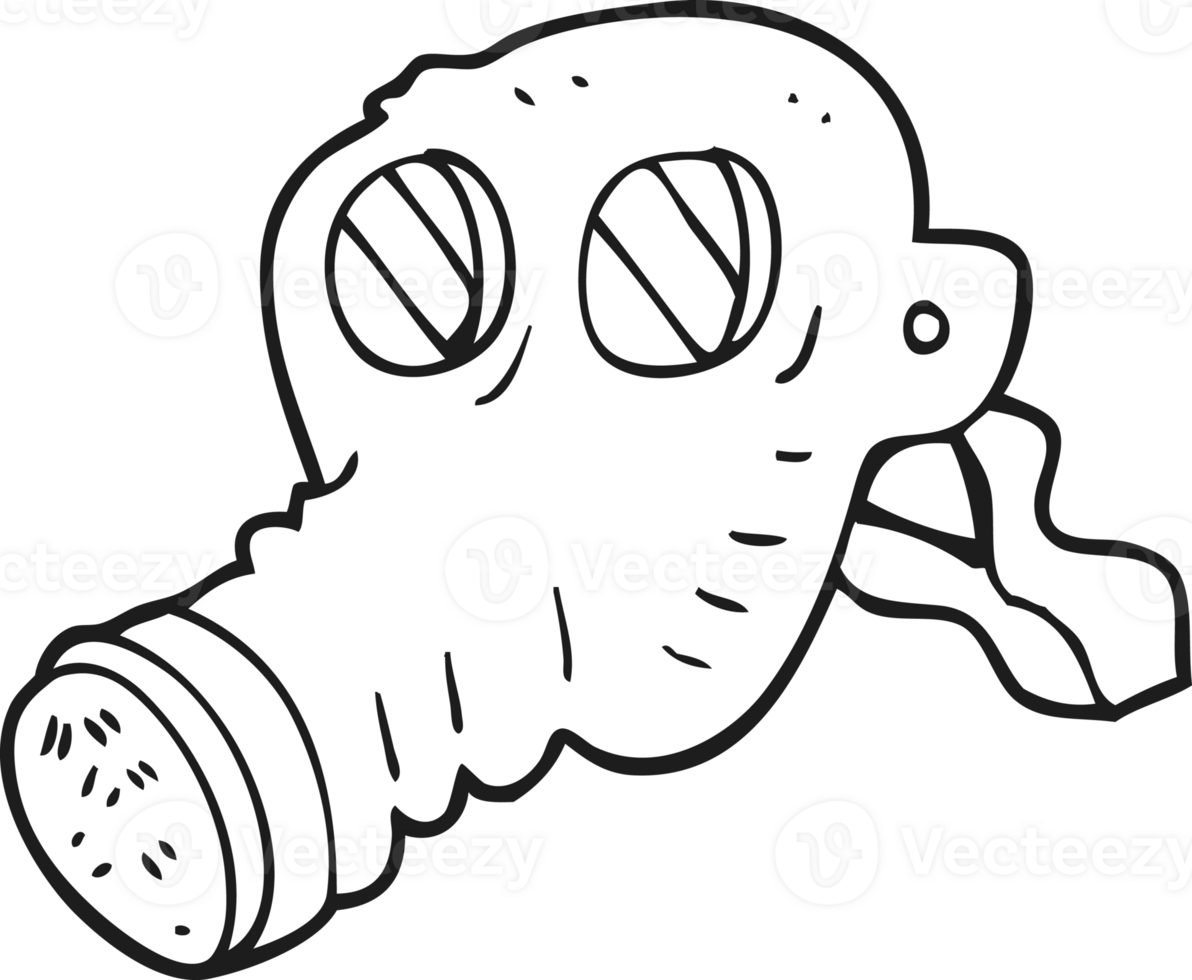 black and white cartoon gas mask png