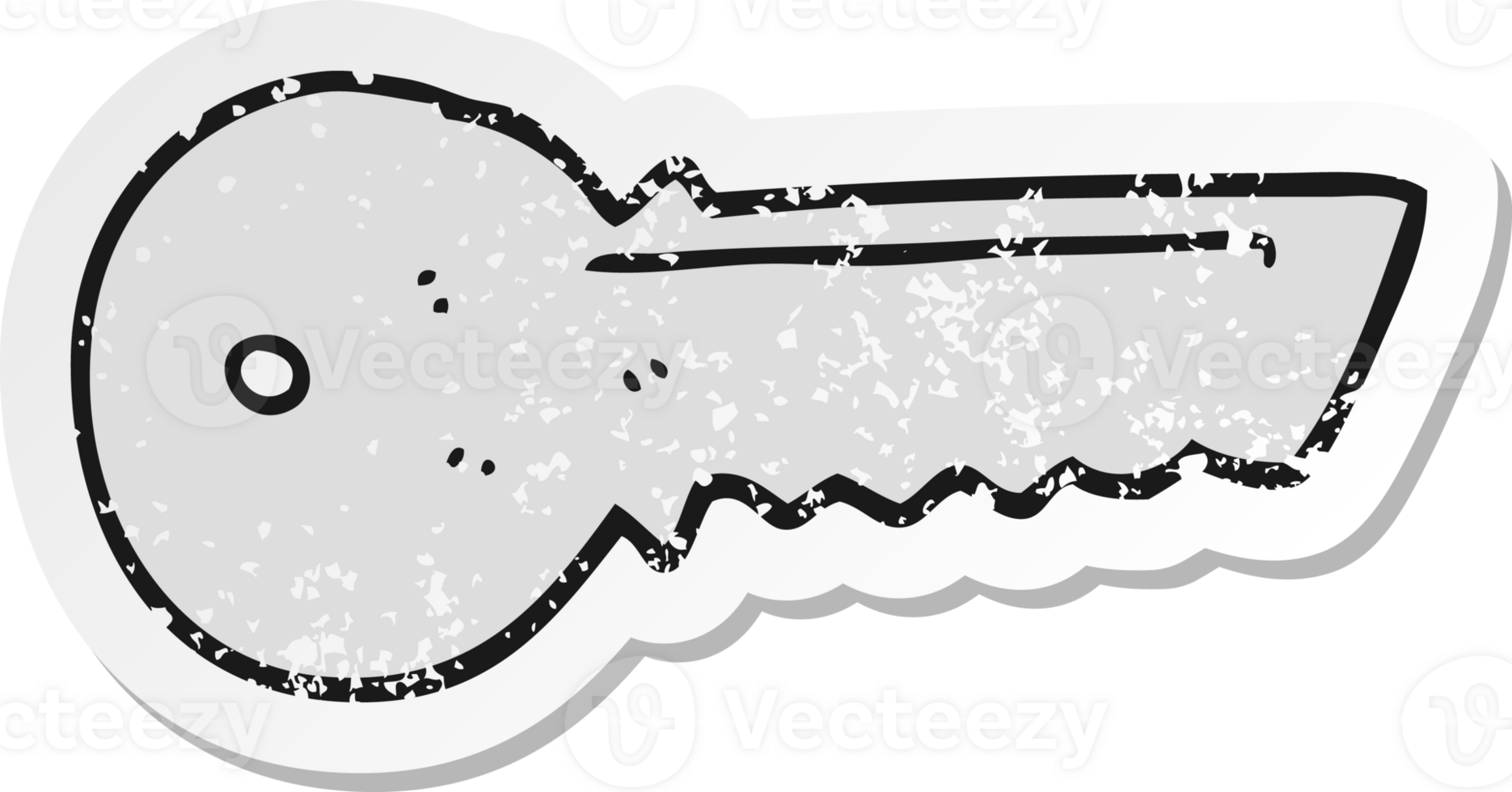 retro distressed sticker of a cartoon door key png