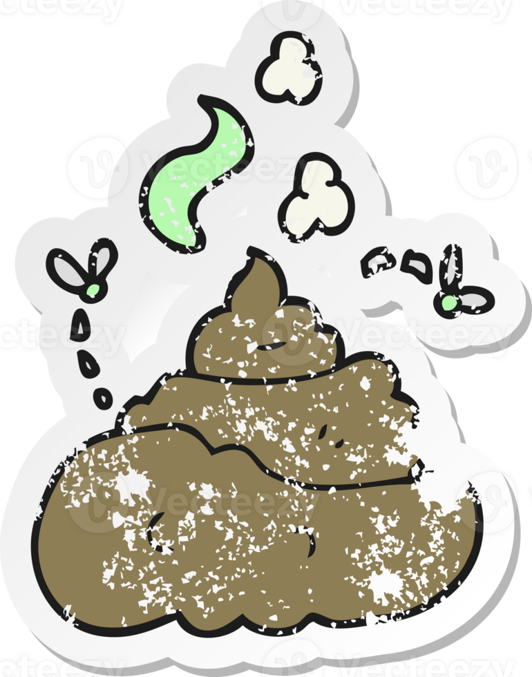 retro distressed sticker of a cartoon gross poop png