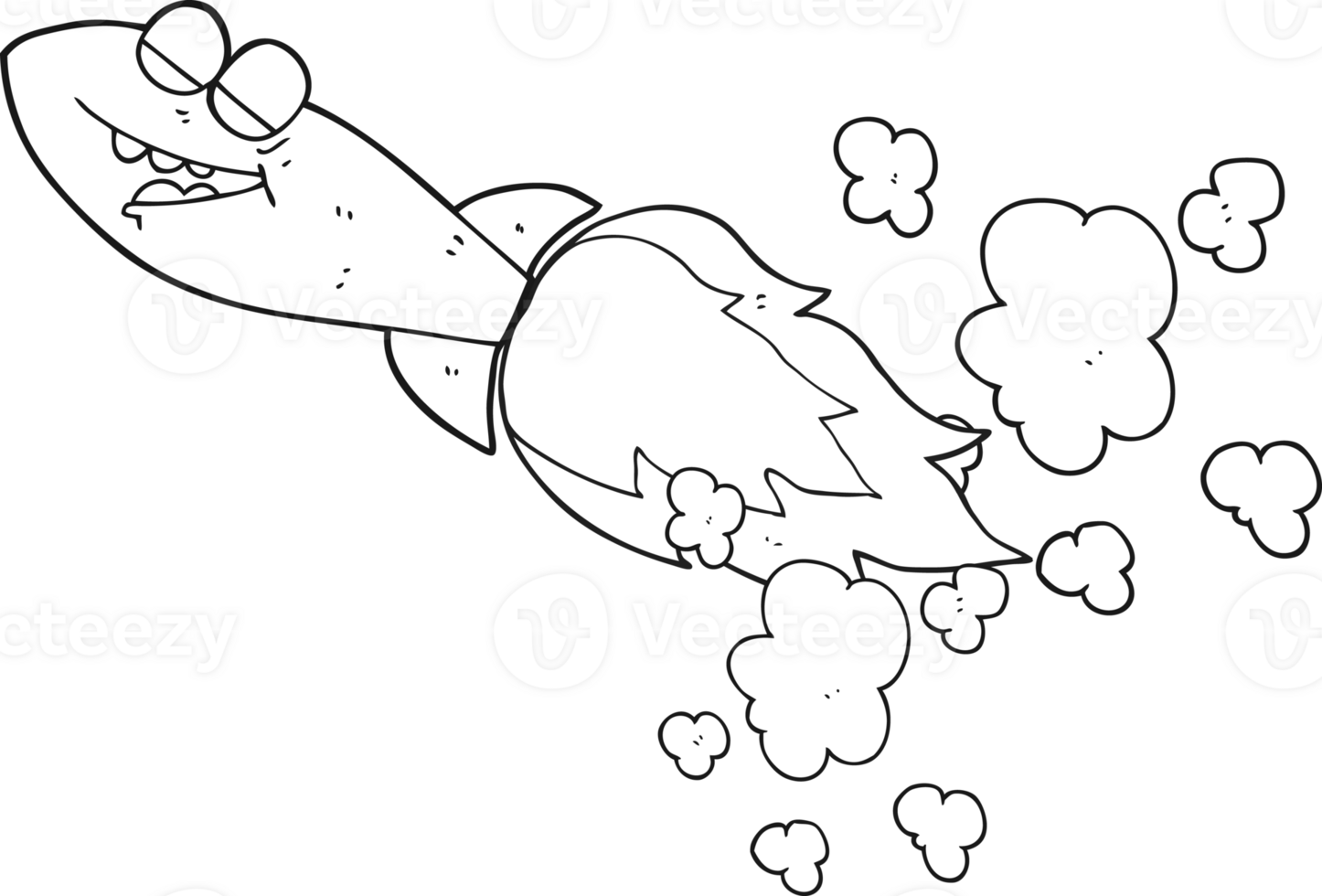 black and white cartoon missile png