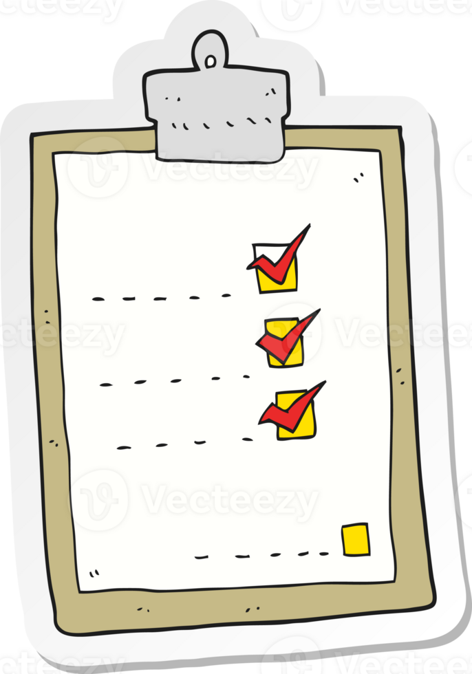 sticker of a cartoon check list png