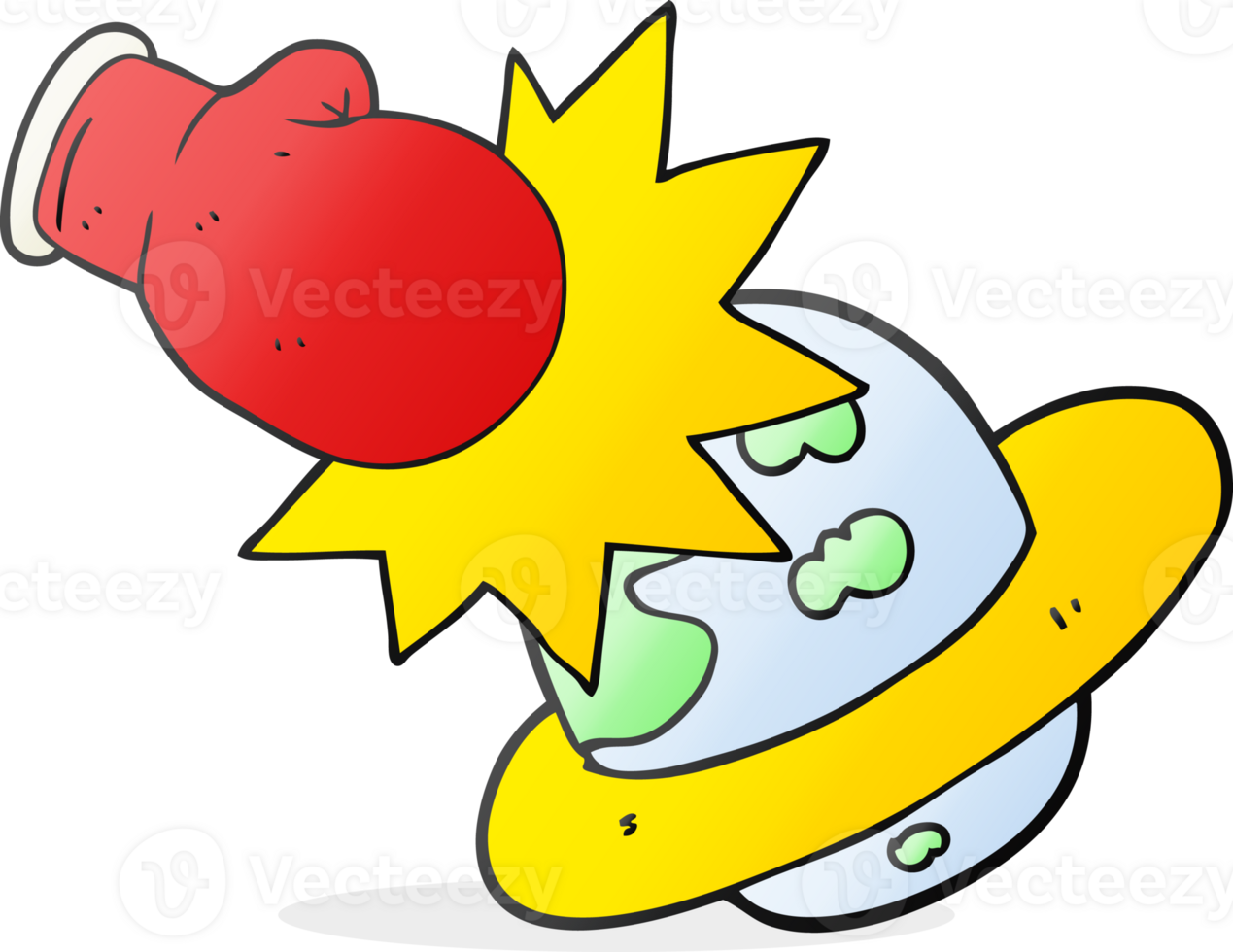 cartoon planet taking a punch png