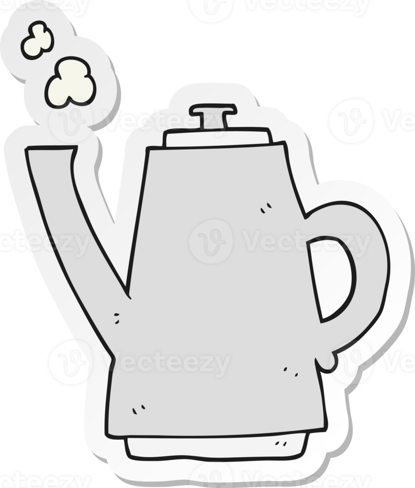 sticker of a cartoon coffee kettle png