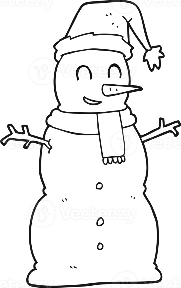 black and white cartoon snowman png