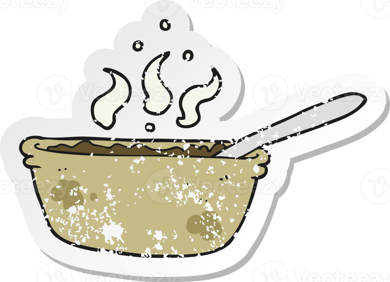 retro distressed sticker of a cartoon bowl of stew png