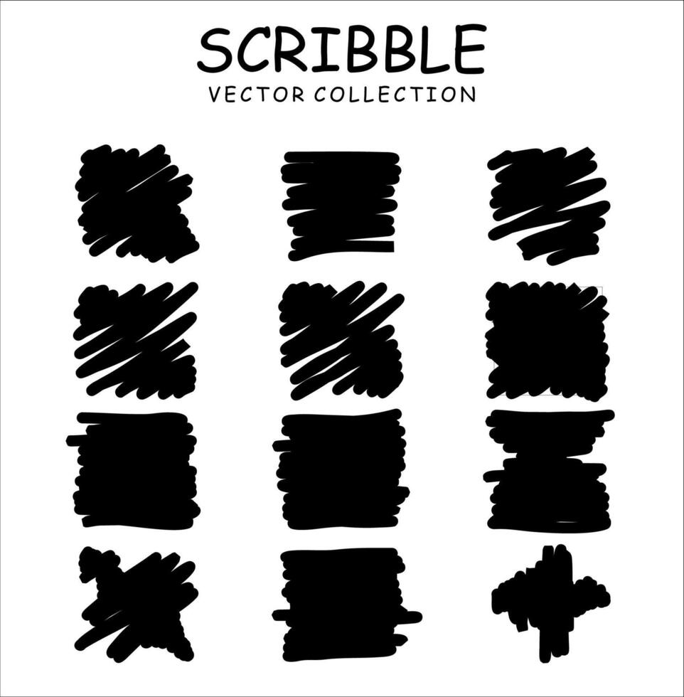 Set of hand drawn ink pen scribbles vector