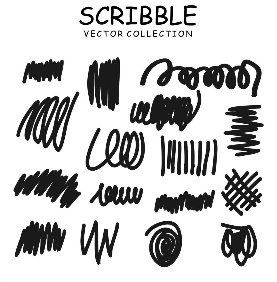 Set of hand drawn ink pen scribbles vector
