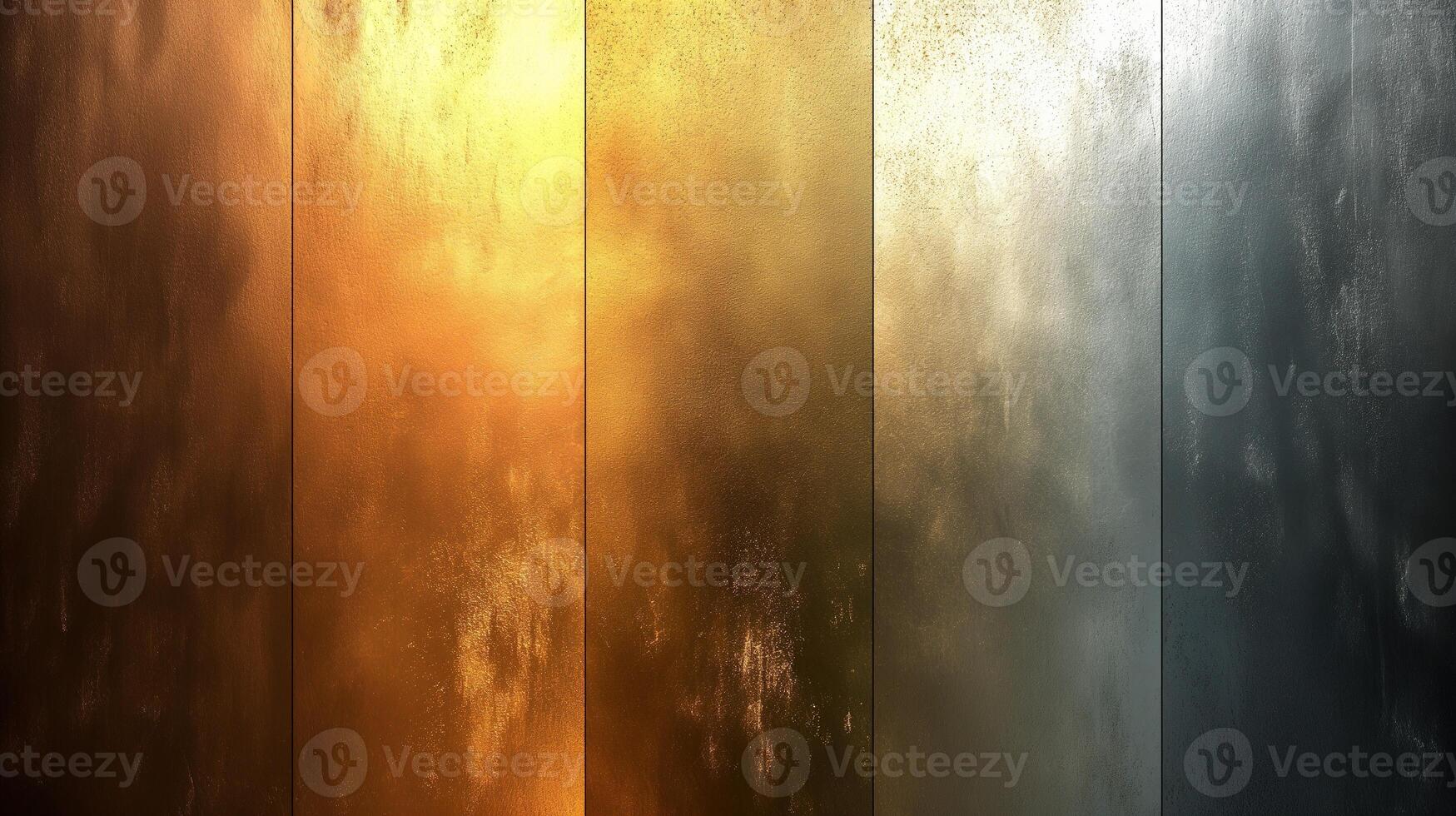AI generated A striking gradient of textured panels transitioning from gold to black, showcasing a metallic surface reflecting light. photo