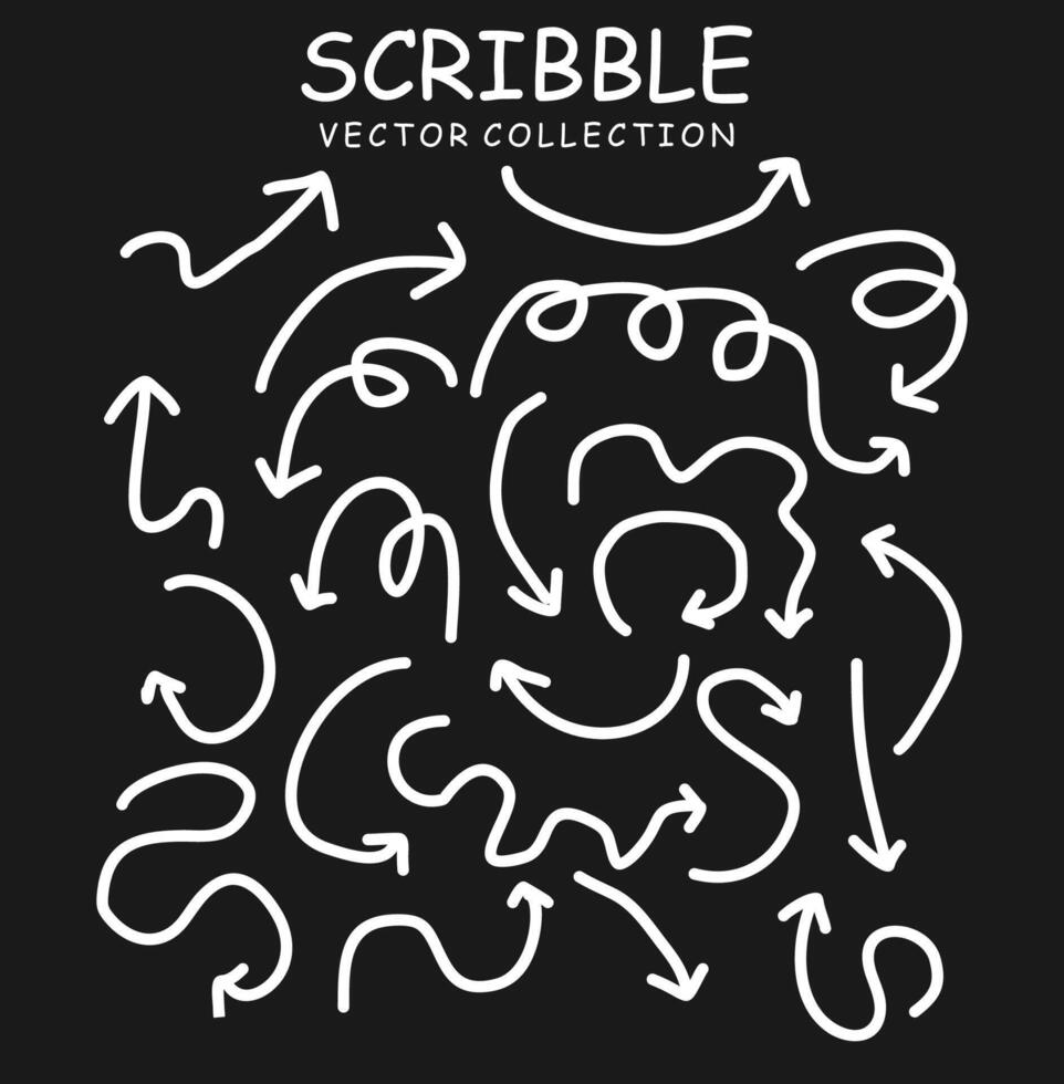 Set of hand drawn ink pen scribbles vector