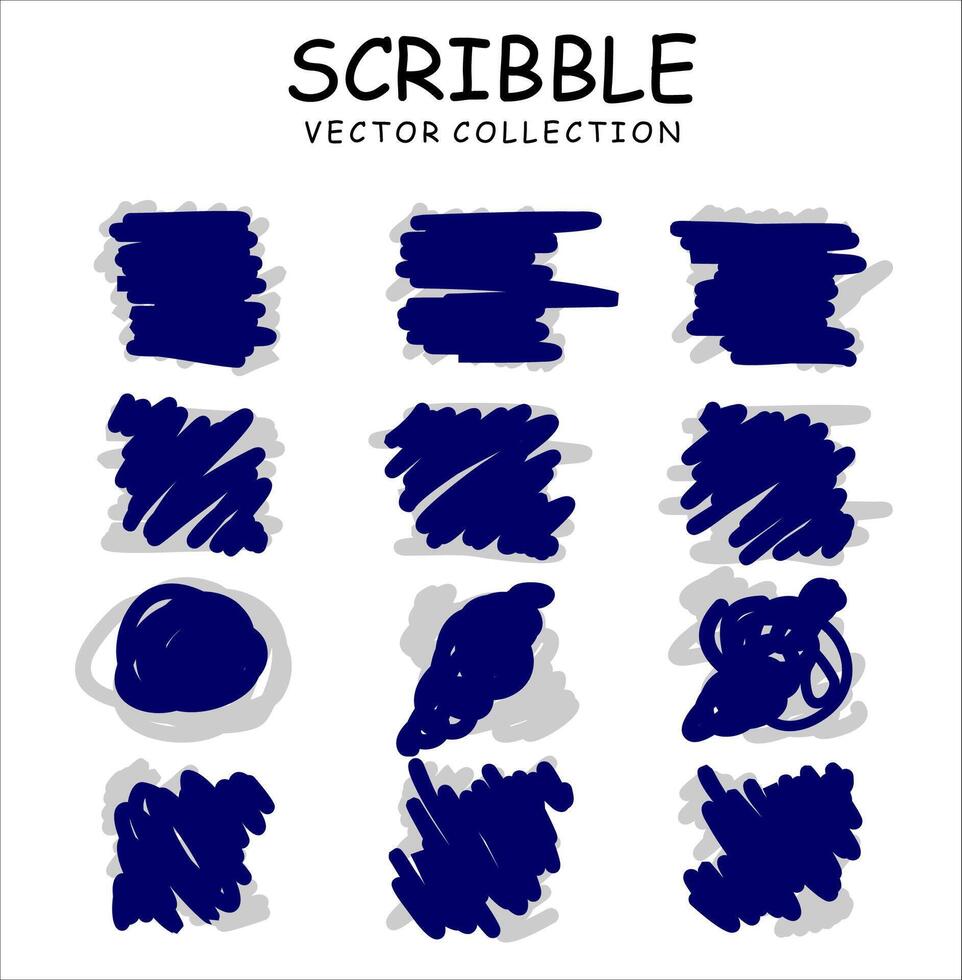 Set of hand drawn ink pen scribbles vector