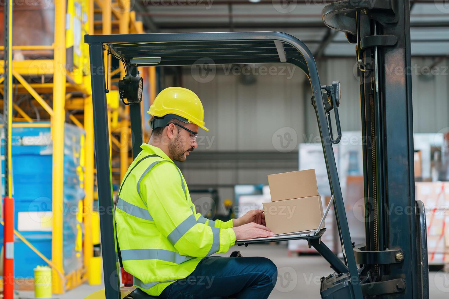 AI generated Industrial warehouse team engineer or worker man 