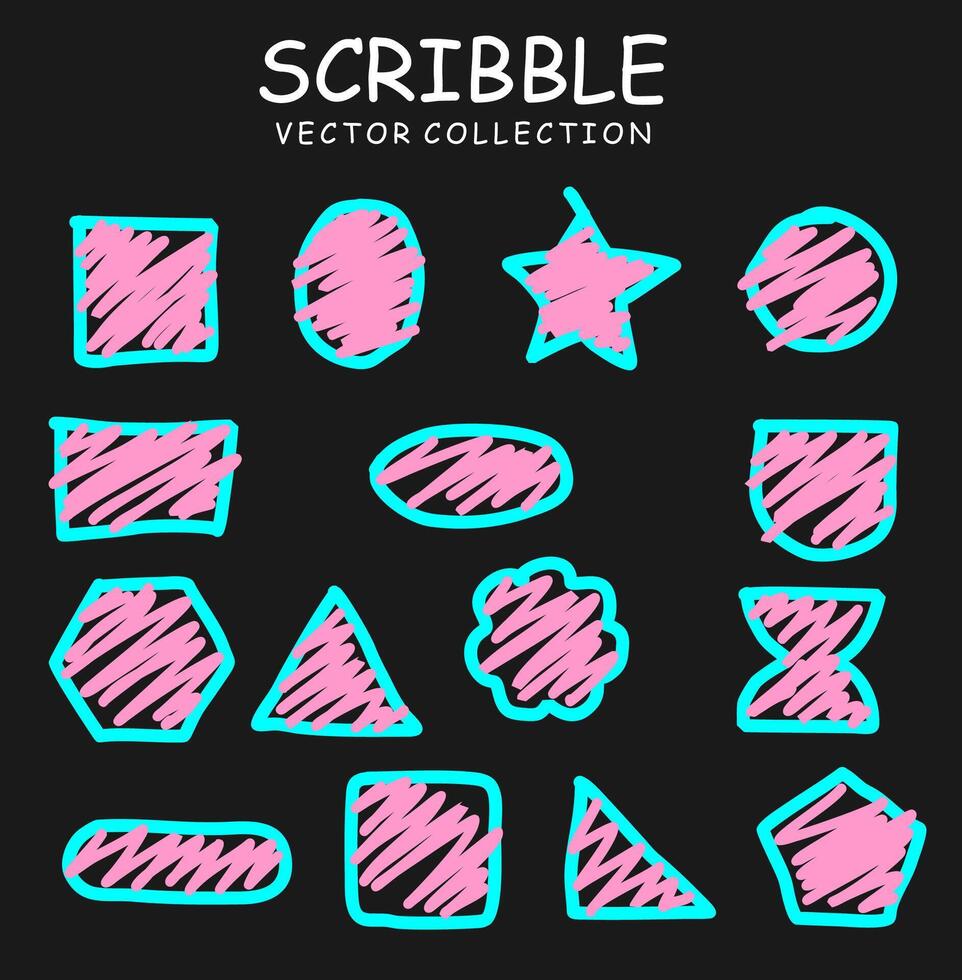 Set of hand drawn ink pen scribbles vector