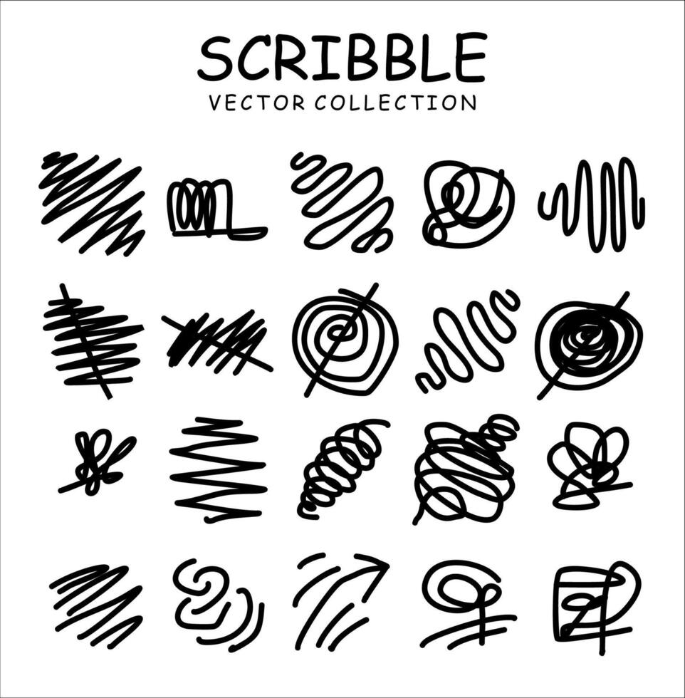 Set of hand drawn ink pen scribbles vector