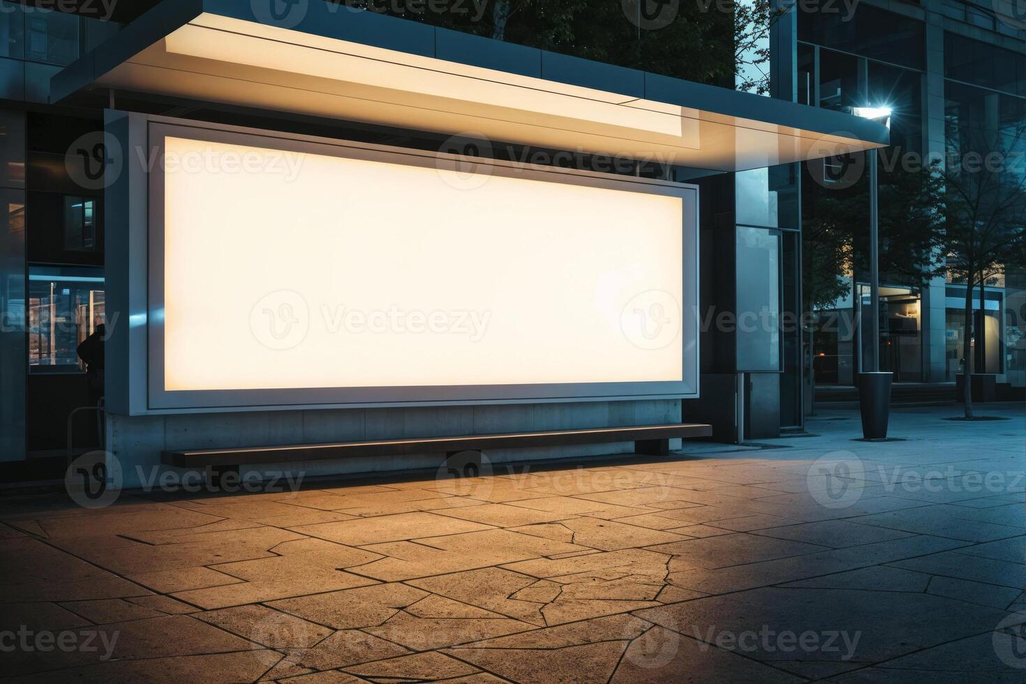 AI generated An elegant advertising template showcasing a clear, illuminated light box, perfect for displaying messages or branding, set within a simple yet stylish setting photo