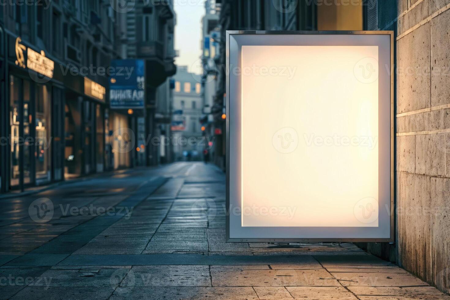 AI generated An elegant advertising template showcasing a clear, illuminated light box, perfect for displaying messages or branding, set within a simple yet stylish setting photo