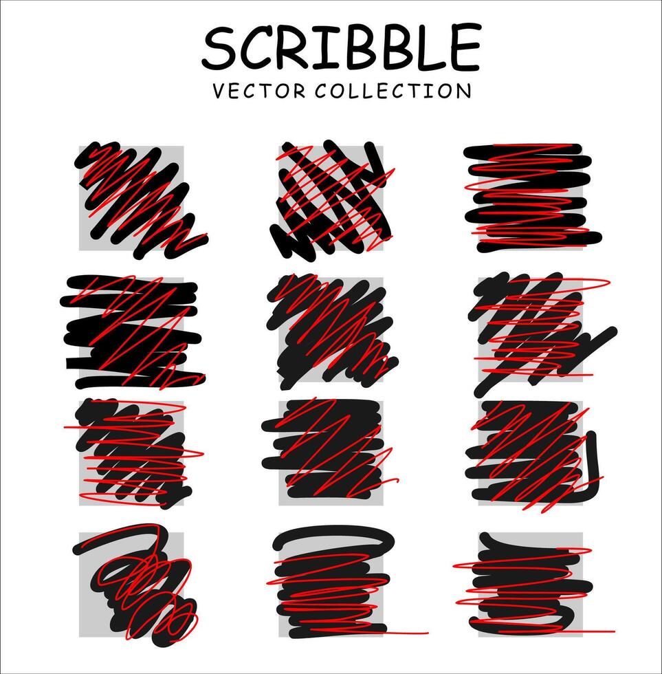 Set of hand drawn ink pen scribbles vector