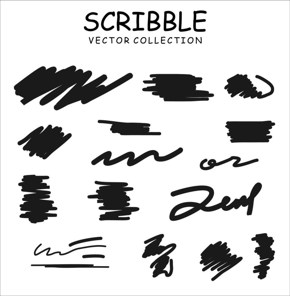 Set of hand drawn ink pen scribbles vector